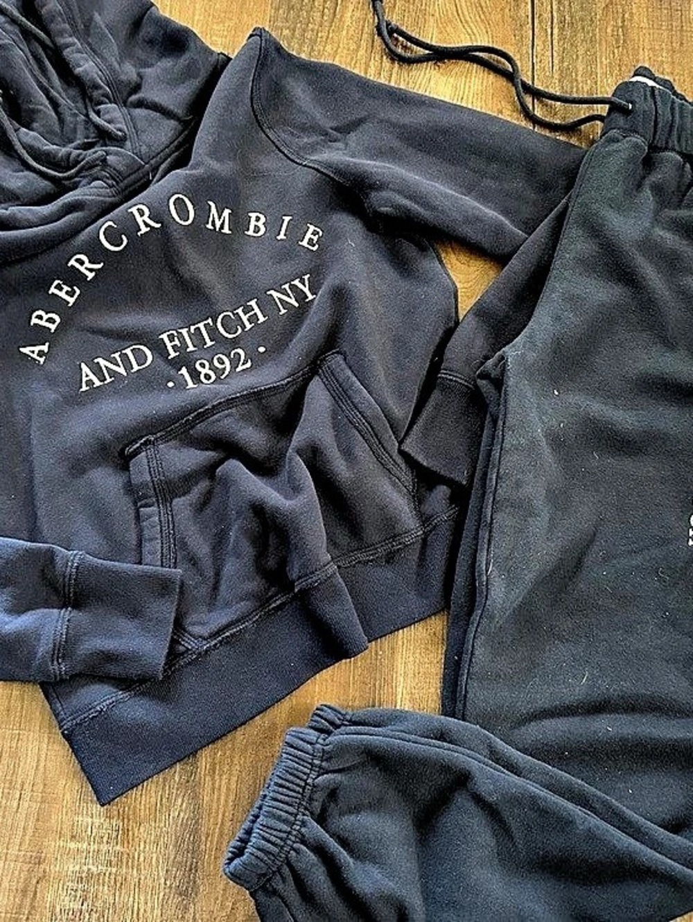 Abercrombie & Fitch Navy Logo Fleece Hoodie & Pants 2-Piece Set XS
